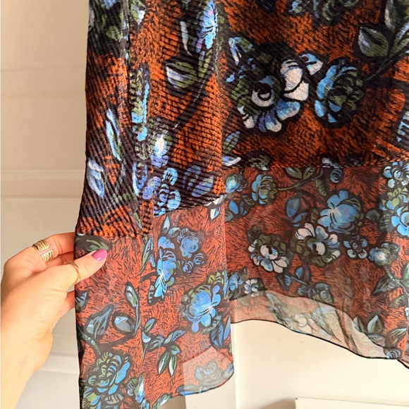Markus Lupfer Brown Velvet Skirt with Blue Floral Accents - Picture 3 of 4